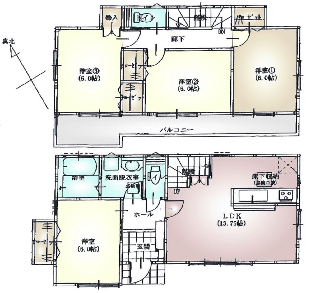Floor plan. (7 Building), Price 36,800,000 yen, 4LDK, Land area 136.34 sq m , Building area 92.32 sq m