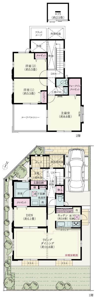 Floor plan. (3 Building), Price 59,800,000 yen, 4LDK, Land area 138 sq m , Building area 106.4 sq m