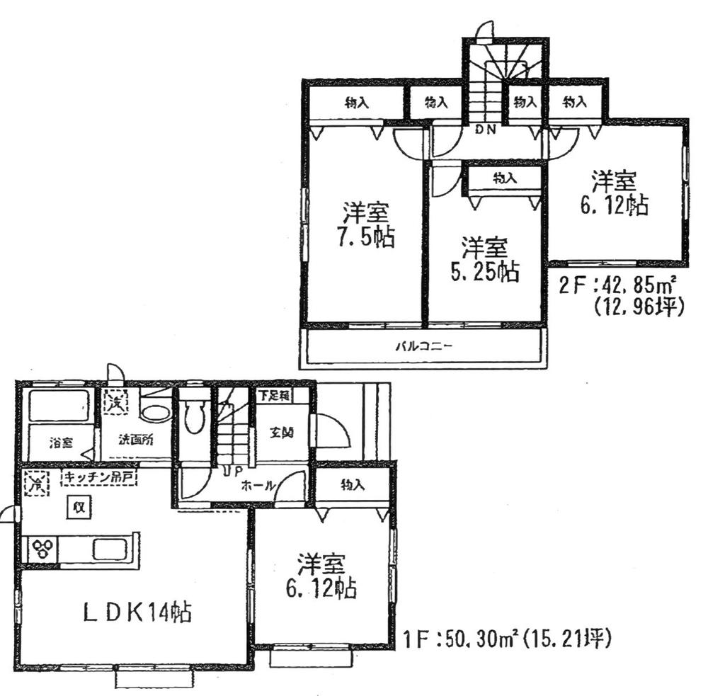 Floor plan. (E Building), Price 29,800,000 yen, 4LDK, Land area 98.14 sq m , Building area 93.15 sq m