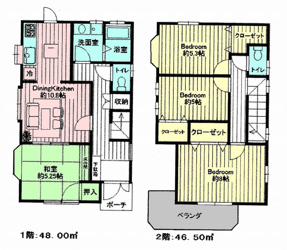 Floor plan. 24,900,000 yen, 4LDK, Land area 108.04 sq m , Building area 108.04 sq m