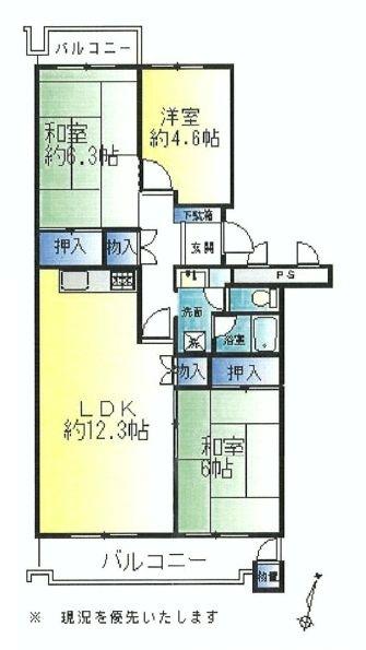 Floor plan. 3LDK, Price 16.5 million yen, Occupied area 70.46 sq m , Balcony area 9.99 sq m