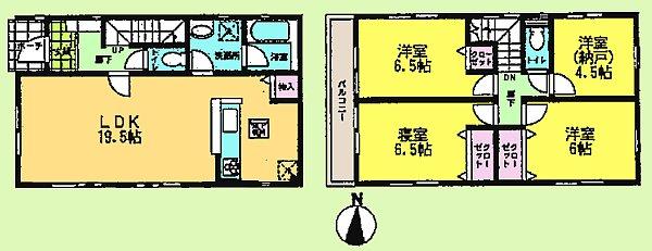 Floor plan. (1 Building), Price 34,800,000 yen, 4LDK, Land area 110.93 sq m , Building area 95.58 sq m