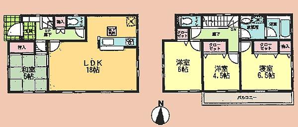 Floor plan. (Building 2), Price 35,800,000 yen, 4LDK, Land area 110.5 sq m , Building area 93.96 sq m