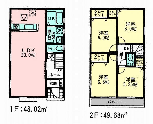 Floor plan. 29,800,000 yen, 4LDK, Land area 103.51 sq m , Building area 97.7 sq m