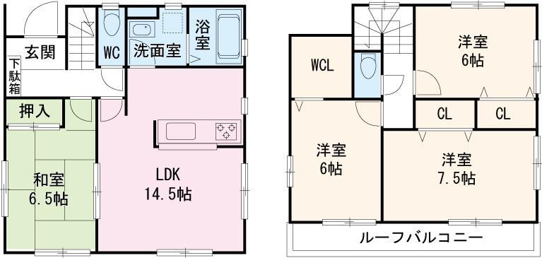 Floor plan. 35,800,000 yen, 4LDK, Land area 110.24 sq m , It is a building area of ​​96.05 sq m livable flow line of the house.