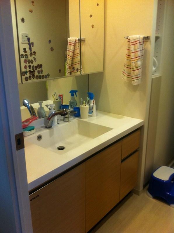 Wash basin, toilet. The combined flooring and color, Wash room with a sense of unity (household goods are not included)