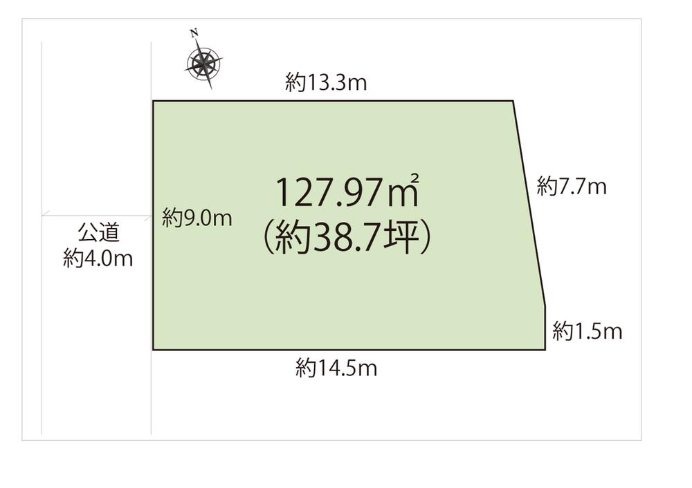 Compartment figure. Land price 38,700,000 yen, It is easy to put shaping areas of land area 127.97 sq m Floor.