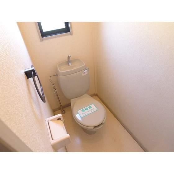 Toilet. Towel rack is also located convenient.