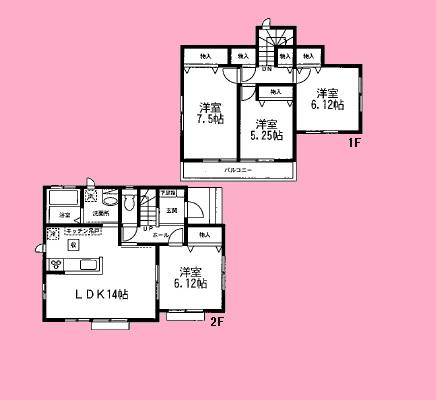 Floor plan. (E Building), Price 29,800,000 yen, 4LDK, Land area 98.14 sq m , Building area 93.15 sq m