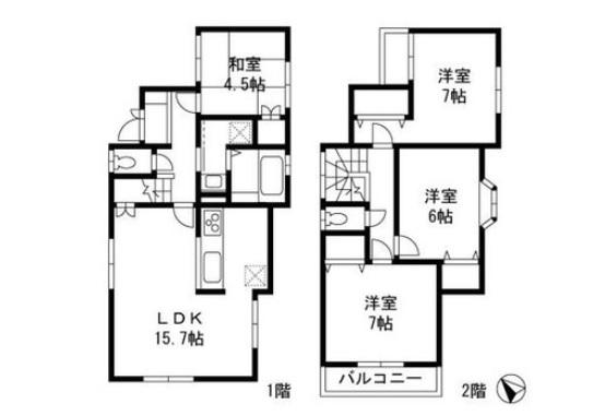 Floor plan. (6 Building), Price 29,800,000 yen, 4LDK, Land area 100.24 sq m , Building area 93.57 sq m