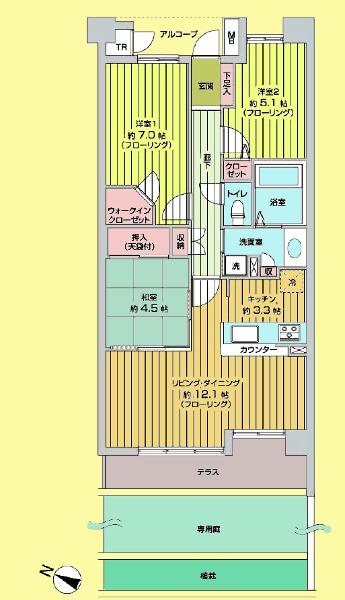 Floor plan. 3LDK, Price 23.8 million yen, In addition to but also with the luggage compartment of the storage of the occupied area 72.95 sq m each room ☆