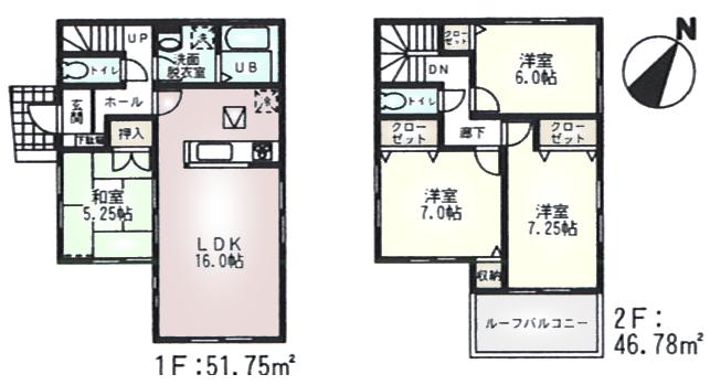 Floor plan. (4 Building), Price 28.8 million yen, 4LDK, Land area 101.04 sq m , Building area 98.53 sq m