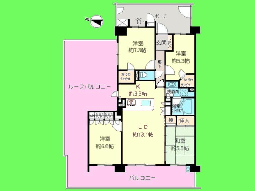 Floor plan. 4LDK, Price 36,800,000 yen, Footprint 90.1 sq m