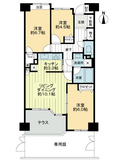 Floor plan. 3LDK, Price 23.8 million yen, Occupied area 71.52 sq m