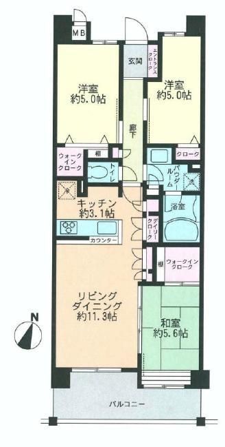 Floor plan. 3LDK, Price 21,800,000 yen, Occupied area 71.03 sq m , Balcony area 8.73 sq m