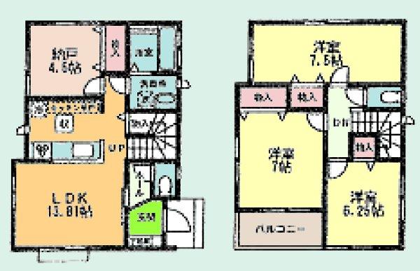 Floor plan. (A Building), Price 29,900,000 yen, 3LDK+S, Land area 105.24 sq m , Building area 89.12 sq m