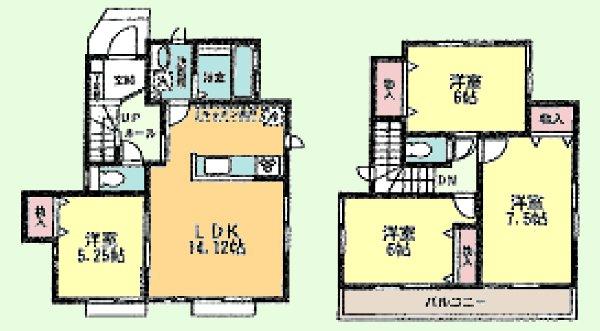 Floor plan. (F Building), Price 34,800,000 yen, 4LDK, Land area 100.1 sq m , Building area 90.04 sq m