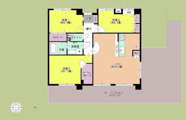 Floor plan. 3LDK, Price 27,900,000 yen, Occupied area 74.41 sq m