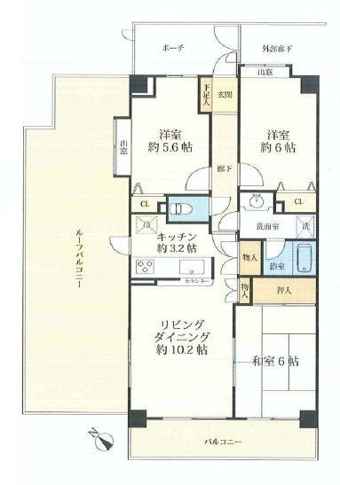 Floor plan. 3LDK, Price 22,300,000 yen, Footprint 69 sq m , Balcony area 7.2 sq m
