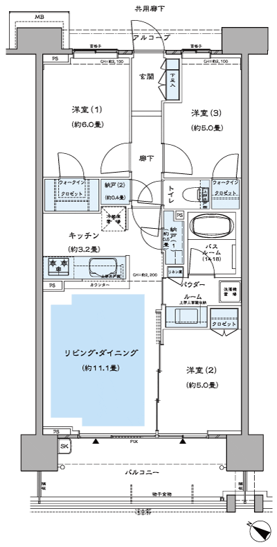 Floor: 3LD ・ K + 2N (storeroom) + 2WIC (walk-in closet), the occupied area: 67.32 sq m, Price: TBD