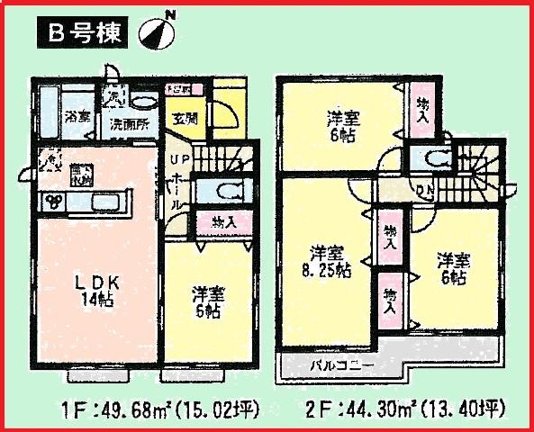 Floor plan. (B Building), Price 29,800,000 yen, 4LDK, Land area 100.5 sq m , Building area 93.98 sq m