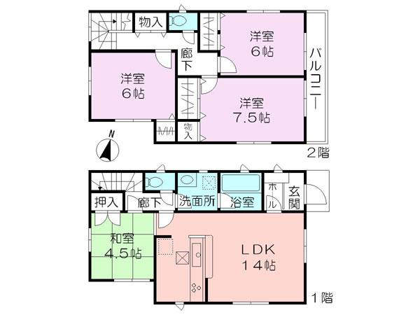 Floor plan. 29,800,000 yen, 4LDK, Land area 128.43 sq m , Building area 92.34 sq m