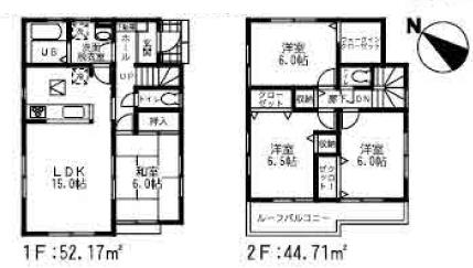 Floor plan. (Building 2), Price 29,800,000 yen, 4LDK, Land area 100.07 sq m , Building area 96.88 sq m