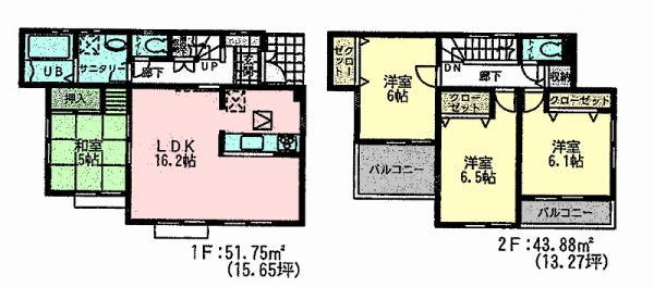 Floor plan. 28.8 million yen, 4LDK, Land area 110.41 sq m , Building area 95.63 sq m