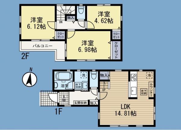 Floor plan. 27.5 million yen, 3LDK, Land area 78.5 sq m , Building area 77.84 sq m