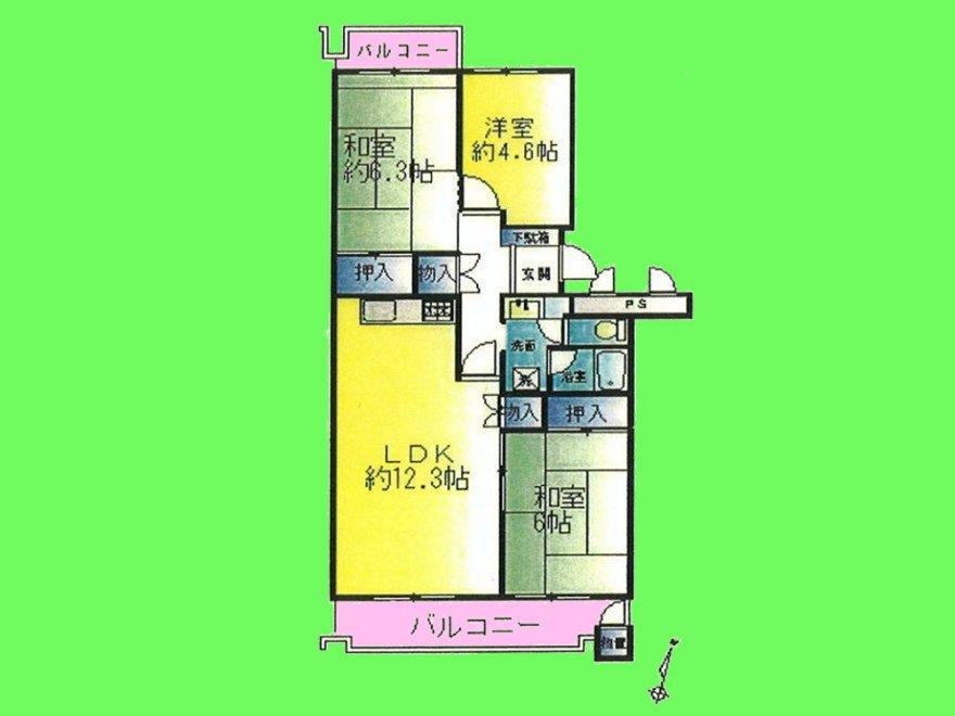 Floor plan. 3LDK, Price 16.5 million yen, Occupied area 70.46 sq m , Balcony area 9.99 sq m