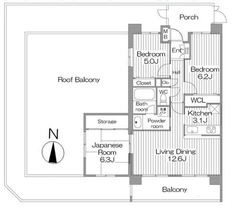 Floor plan. 3LDK, Price 29,900,000 yen, Occupied area 73.53 sq m , Balcony area 11.16 sq m