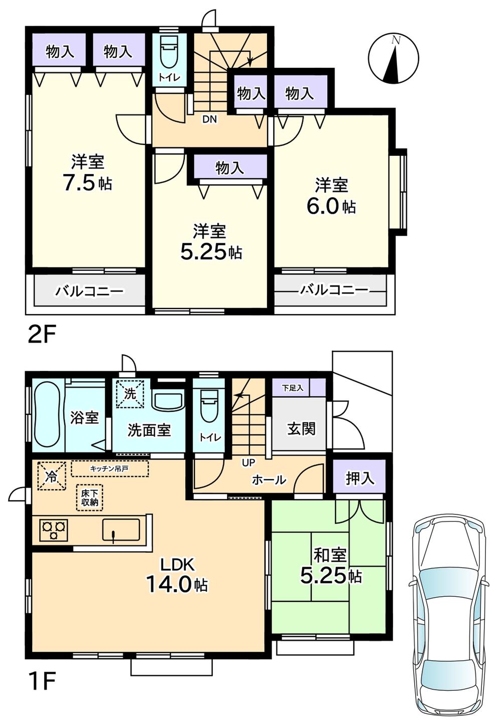 Floor plan. (E Building), Price 41,800,000 yen, 4LDK, Land area 101.58 sq m , Building area 91.91 sq m
