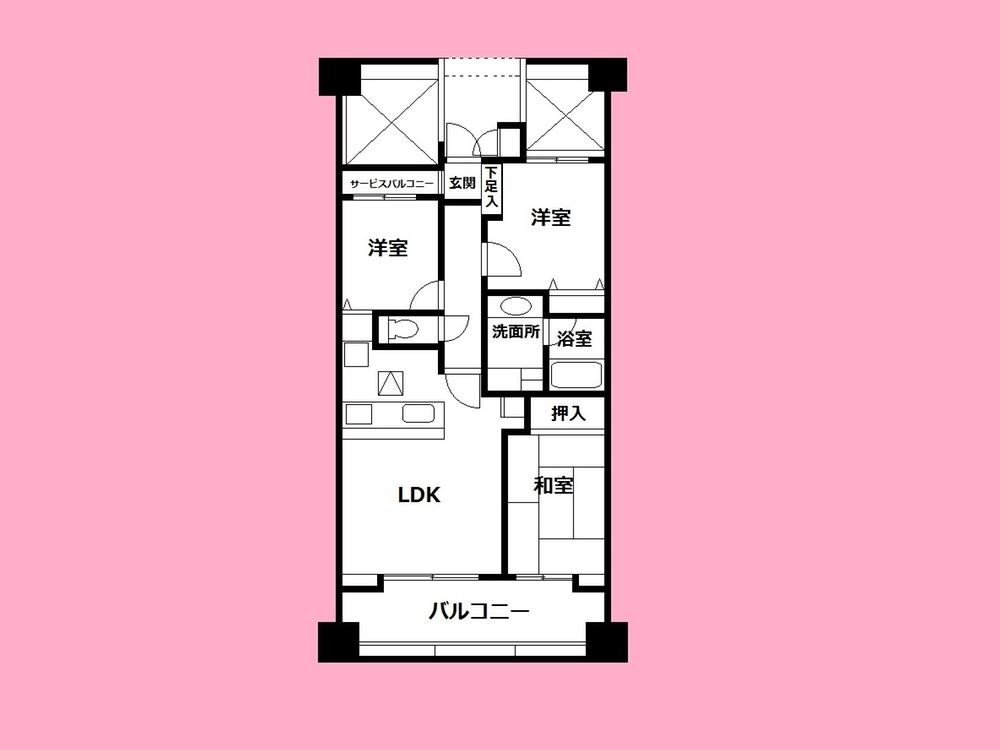 Floor plan. 3LDK, Price 19,800,000 yen, Occupied area 68.38 sq m , Balcony area 11.9 sq m
