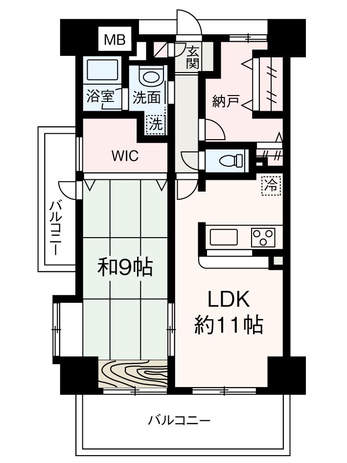 Floor plan. 1LDK + S (storeroom), Price 22,800,000 yen, Occupied area 57.39 sq m , Balcony area 10.92 sq m Floor