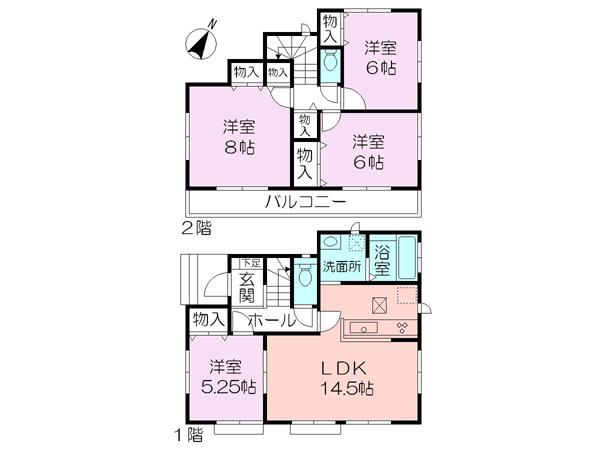 Floor plan. 36,300,000 yen, 4LDK, Land area 100.53 sq m , Building area 94.39 sq m