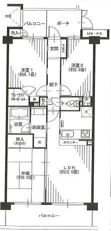 Floor plan. 3LDK, Price 25,900,000 yen, Occupied area 63.78 sq m , Balcony area 12.45 sq m