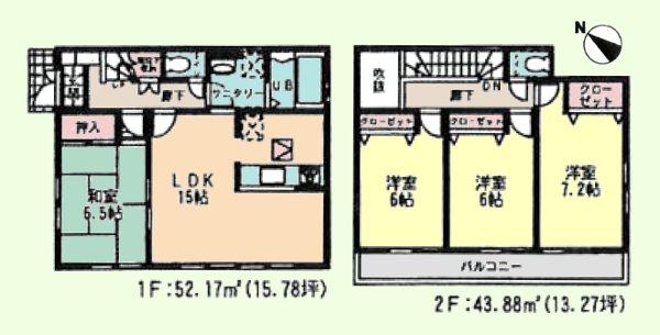 Floor plan. (4 Building), Price 34,800,000 yen, 4LDK, Land area 100.33 sq m , Building area 96.05 sq m