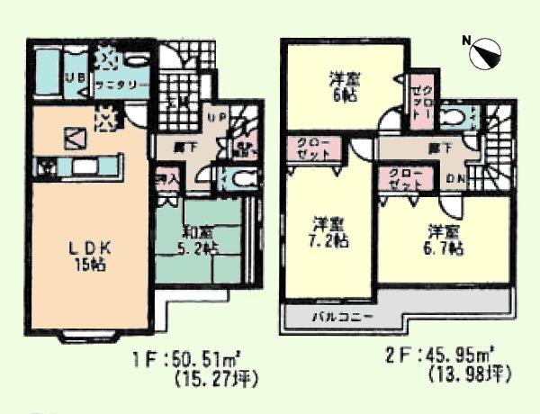 Floor plan. (15 Building), Price 29,800,000 yen, 4LDK, Land area 100.13 sq m , Building area 96.46 sq m