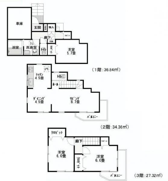 Floor plan. 29,800,000 yen, 3LDK, Land area 71.18 sq m , Building area 98.52 sq m