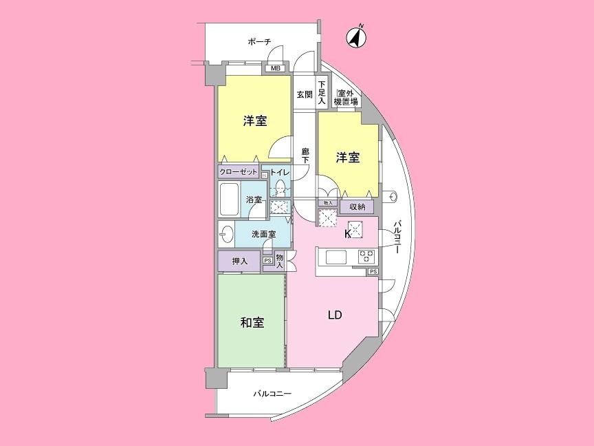 Floor plan. 3LDK, Price 25,800,000 yen, Occupied area 66.18 sq m , Balcony area 14.82 sq m