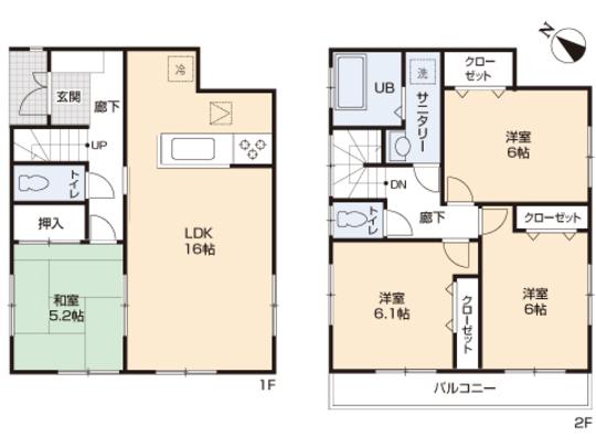 Floor plan. 34,800,000 yen, 4LDK, Land area 100.4 sq m , Building area 93.56 sq m floor plan