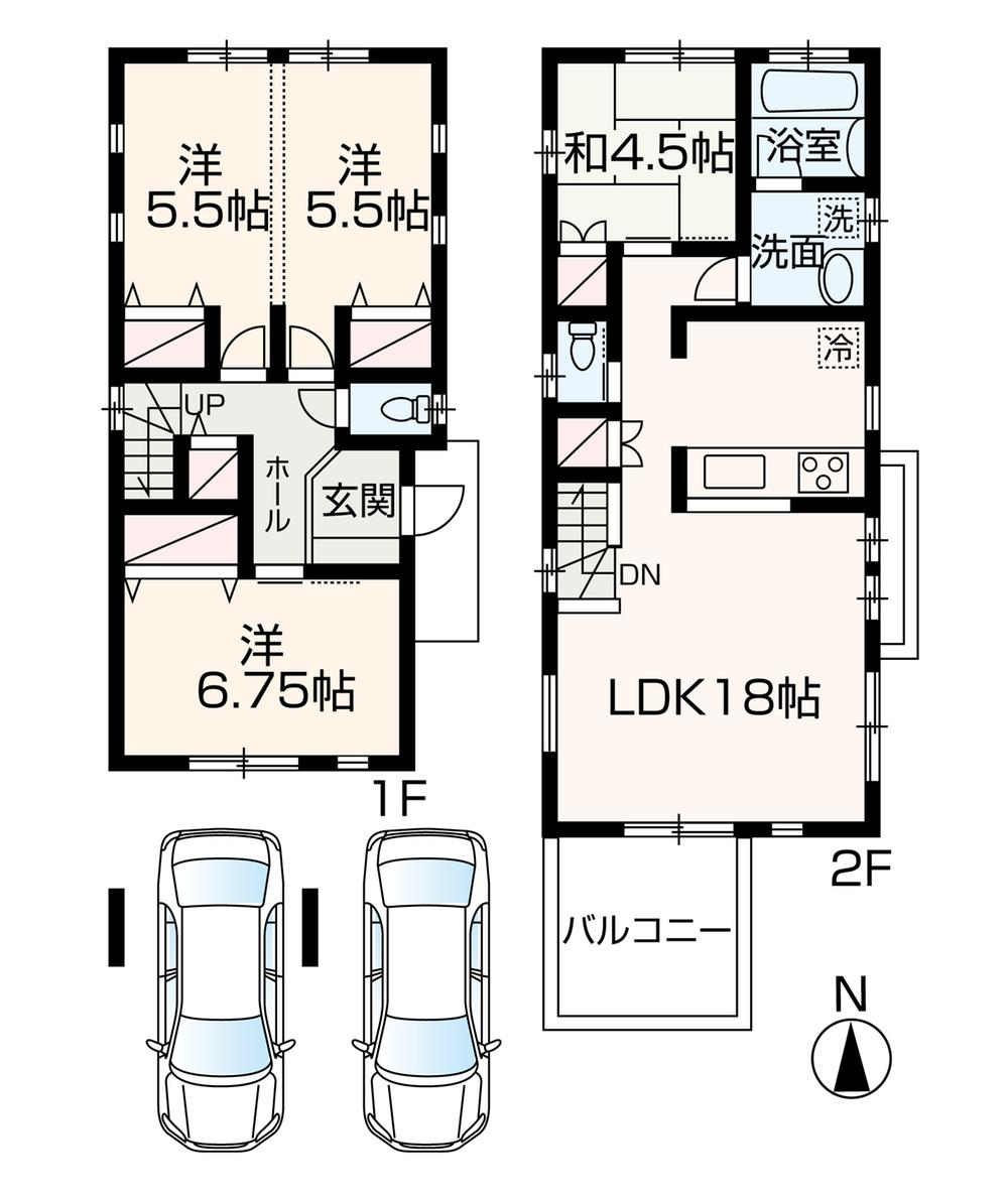 Building plan example (floor plan). Building plan example (B compartment) 4LDK, Land price 24,800,000 yen, Land area 93.1 sq m , Building price 17 million yen, Building area 93.15 sq m