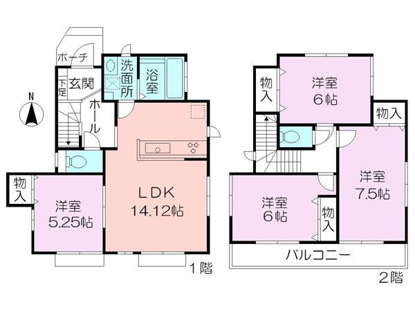 Floor plan. (F Building), Price 34,800,000 yen, 4LDK, Land area 100.1 sq m , Building area 90.04 sq m