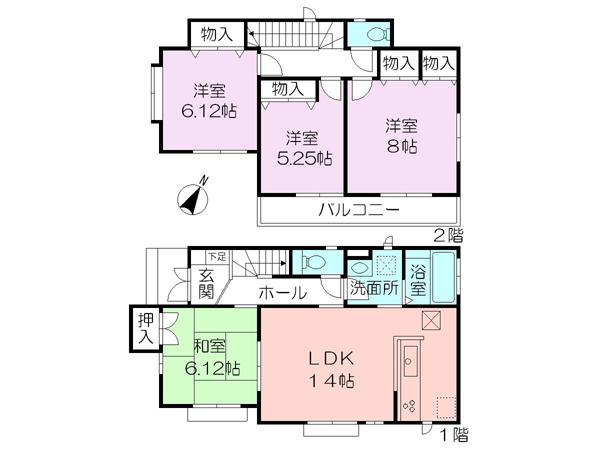 Floor plan. 36,800,000 yen, 4LDK, Land area 107.36 sq m , Building area 95.22 sq m
