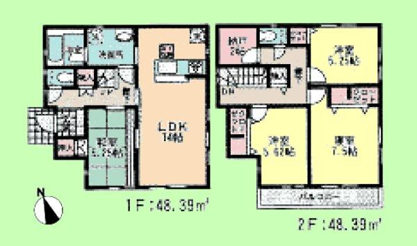 Floor plan. (4 Building), Price 33,800,000 yen, 4LDK+S, Land area 95.66 sq m , Building area 96.78 sq m
