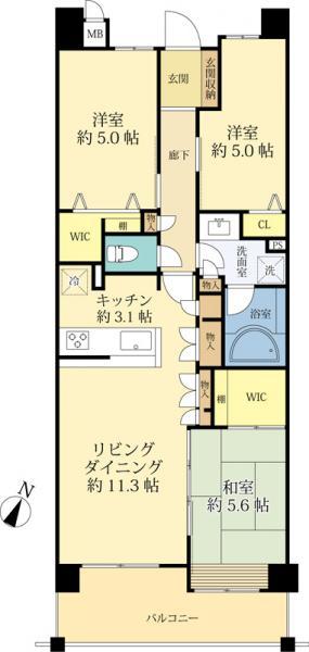 Floor plan. 3LDK, Price 21 million yen, Occupied area 71.03 sq m , Balcony area 8.73 sq m