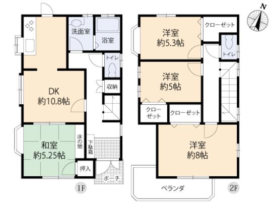 Floor plan. 24,900,000 yen, 4LDK, Land area 108.04 sq m , Building area 94.5 sq m floor plan