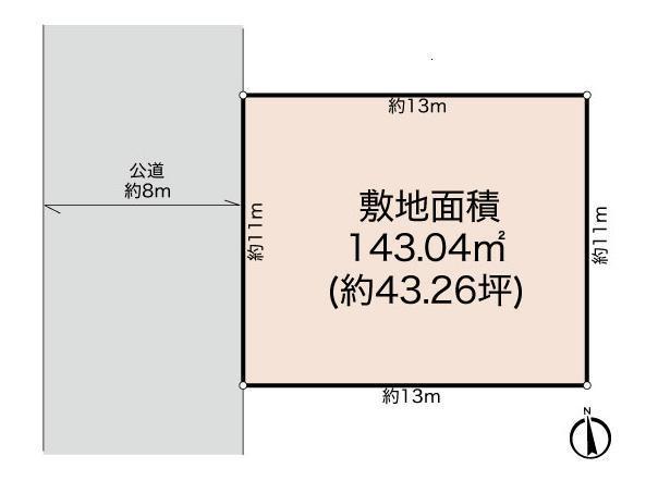 Compartment figure. Land price 26,800,000 yen, Land area 143.04 sq m