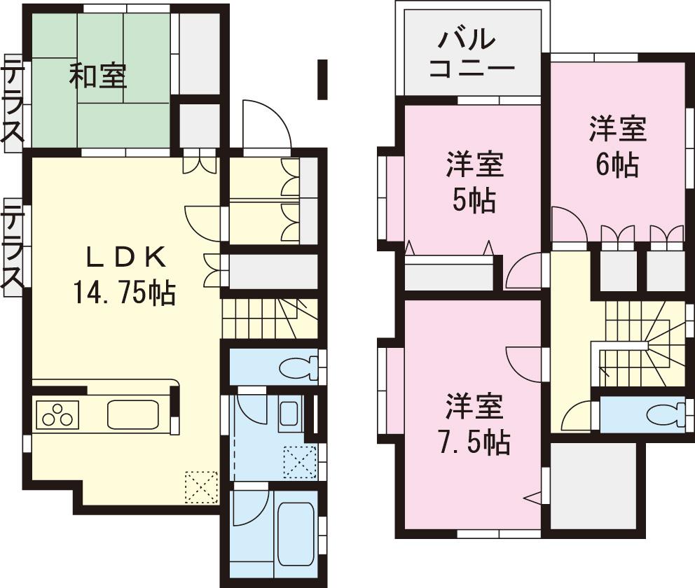 Floor plan. (5 Building), Price 37,800,000 yen, 4LDK, Land area 118.03 sq m , Building area 94.4 sq m