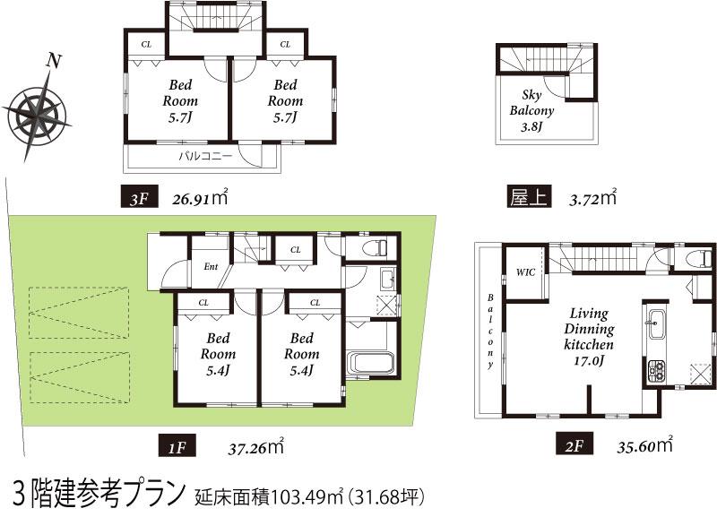Compartment figure. Land price 24,300,000 yen, Land area 102.49 sq m